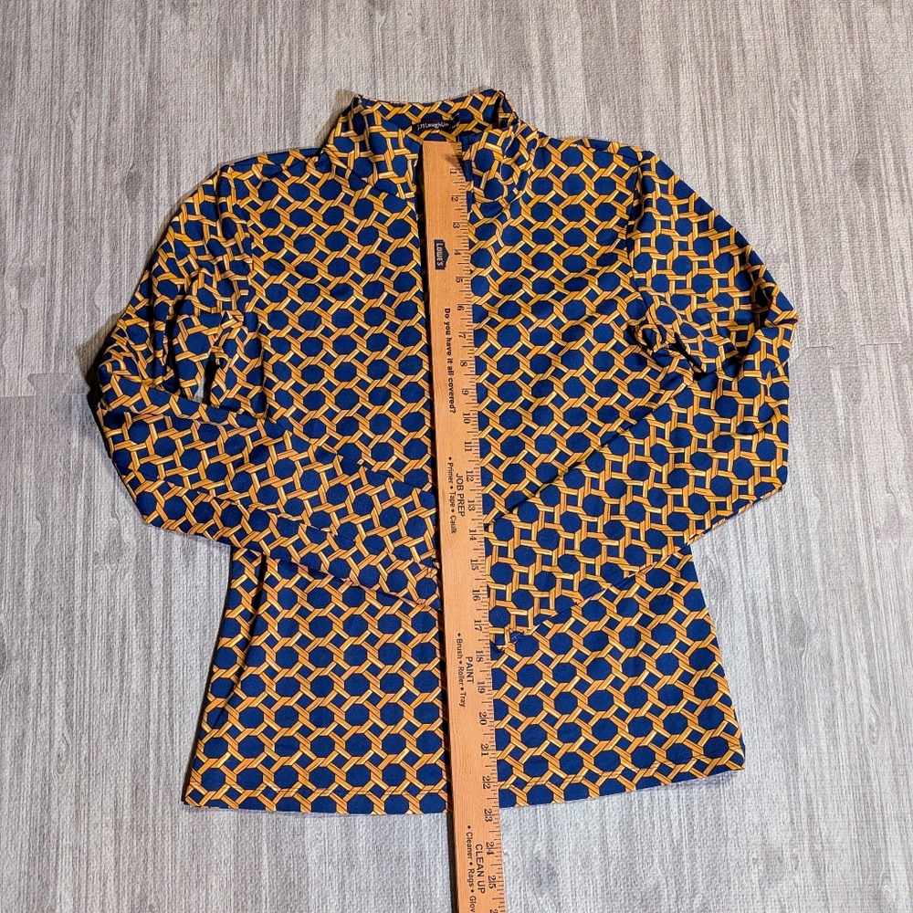 NWT Women's J. McLaughlin Bedford Quarter Zip Catalina Cloth Blue & Gold | Sz S - Picture 7 of 11